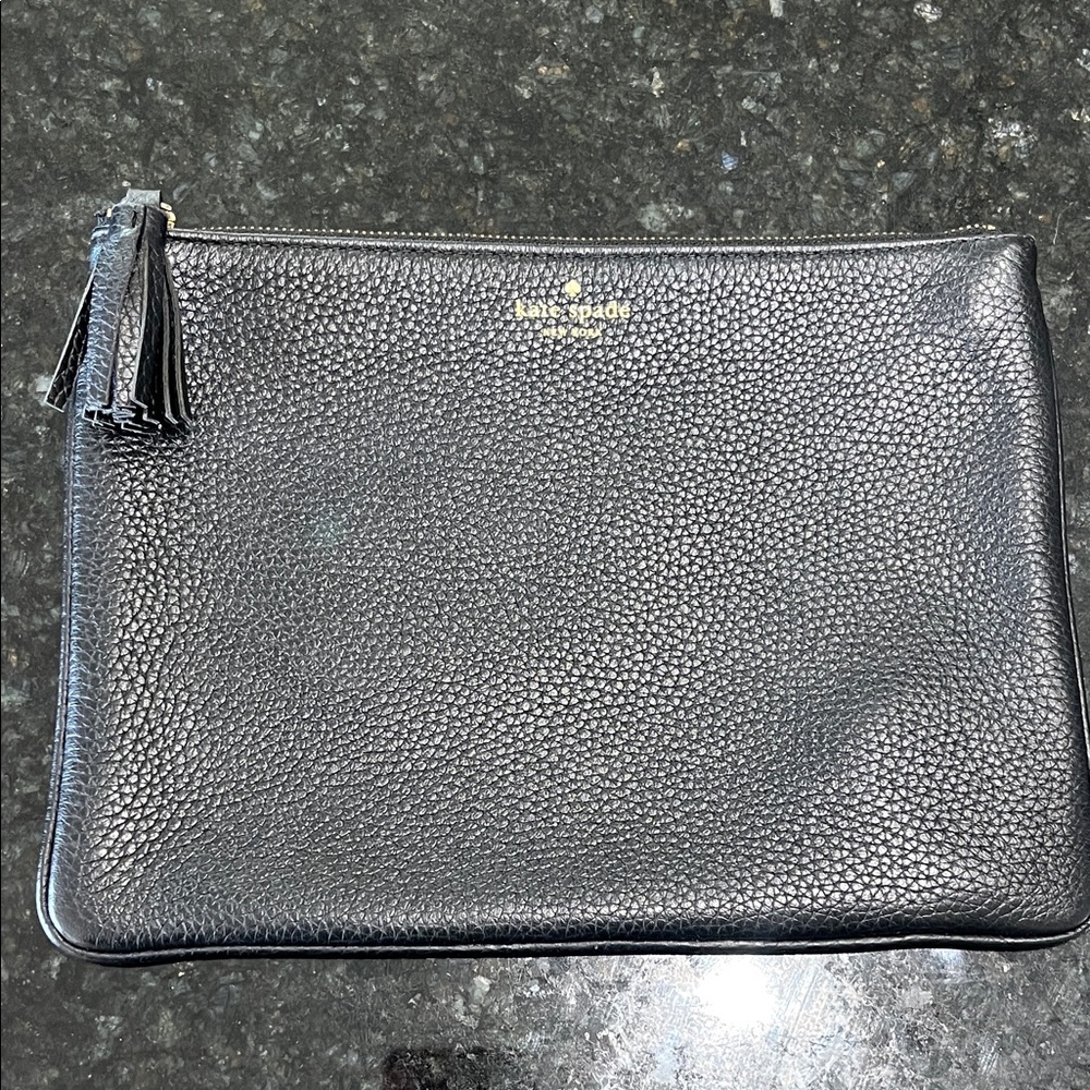 Kate Spade Black Leather Textured Pouch/Clutch